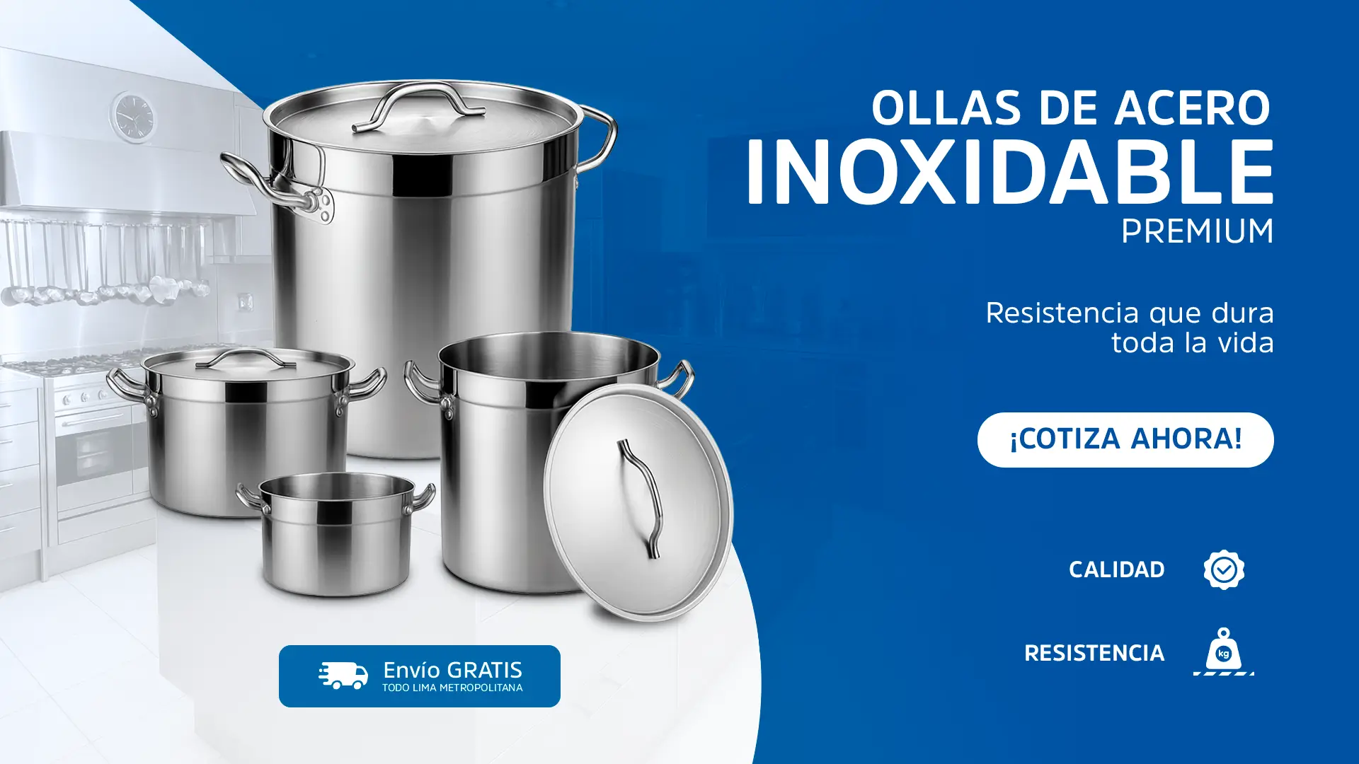 Ollas varias de acero inoxidable